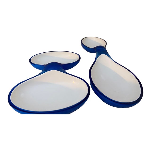Vintage Space Age Guzzini Interlocking 4-Compartment Divided Snack Set - 2 Pieces For Sale