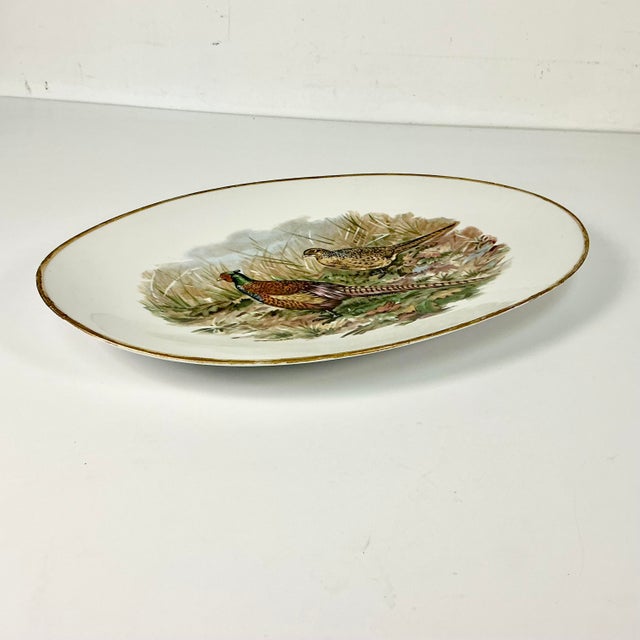 1970s Vintage Hollywood Regency Arts & Crafts Rustic European Pheasant Platter, Thanksgiving For Sale - Image 6 of 9