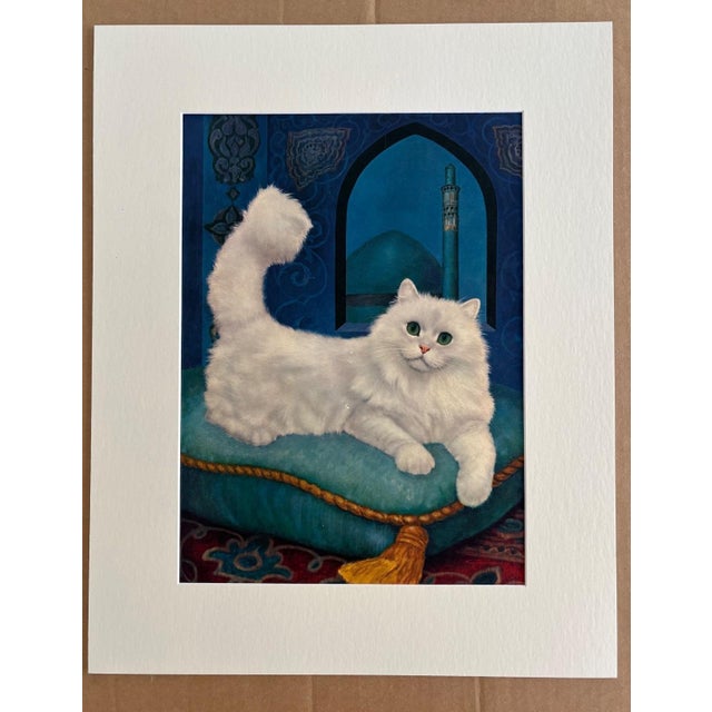Realism Vintage 1965 Girard Goodenow Cat Print in 16x20 Mat, Ready to Frame: Persian For Sale - Image 3 of 3