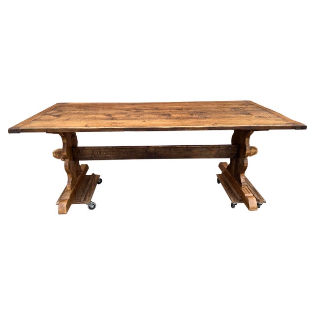 Antique English Pine Dining Table For Sale
