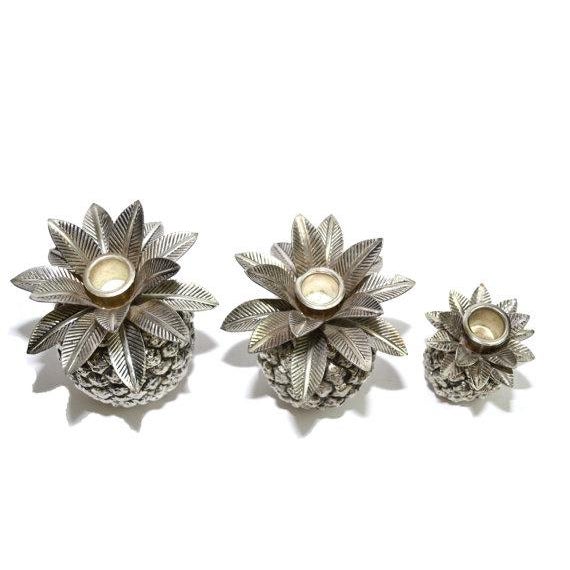 Vintage Silver Pineapple Candle Holders Set of 3 Chairish