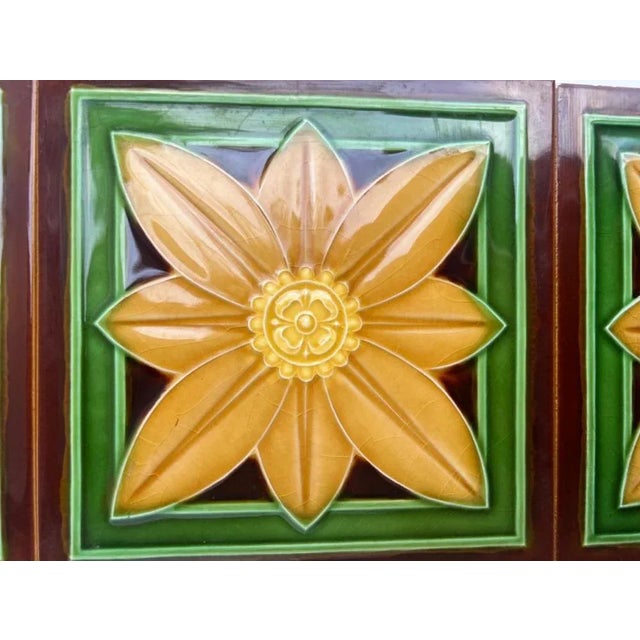 Art Deco Glazed Relief Tiles attributed to Gilliot, Hemiksem, 1920s For Sale - Image 3 of 12