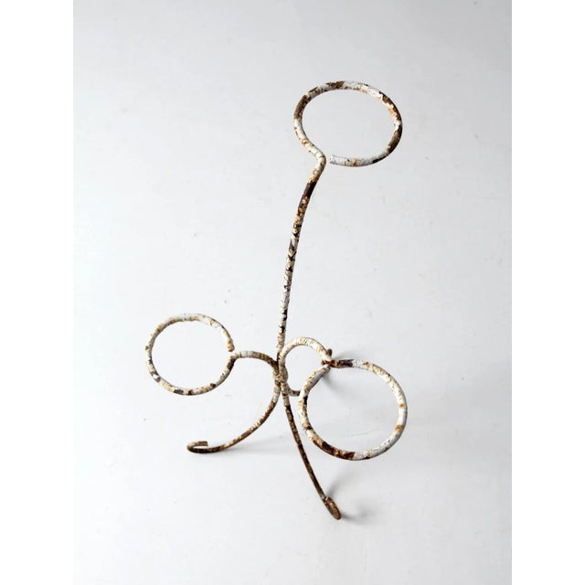Metal Vintage White Iron Plant Stand For Sale - Image 7 of 11