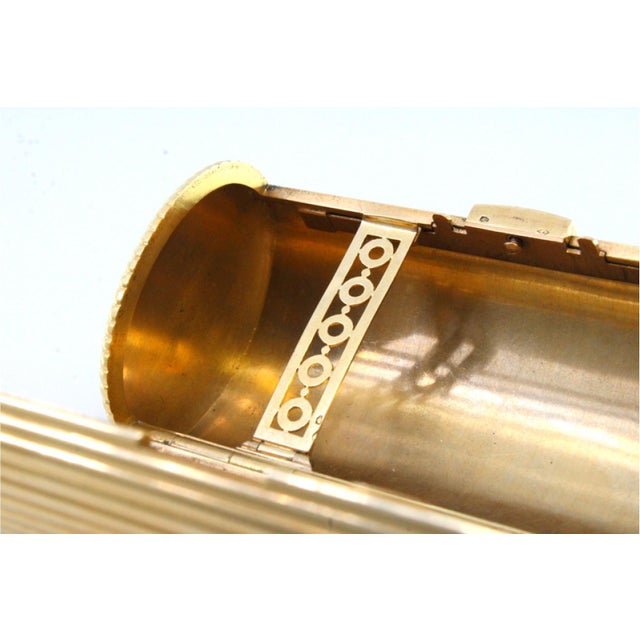Women's Cigarette Case in Fluted Gold with Hinged Pressure Lid and Cut-Out Interior Compartments from Cartier For Sale - Image 3 of 13