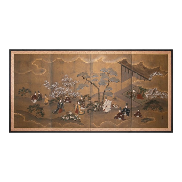 1970s Shōwa Era Japanese Byobu Screen "The Tale of Genji" For Sale