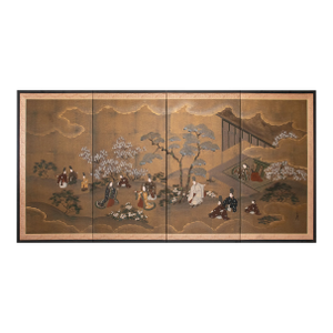 1970s Shōwa Era Japanese Byobu Screen "The Tale of Genji"