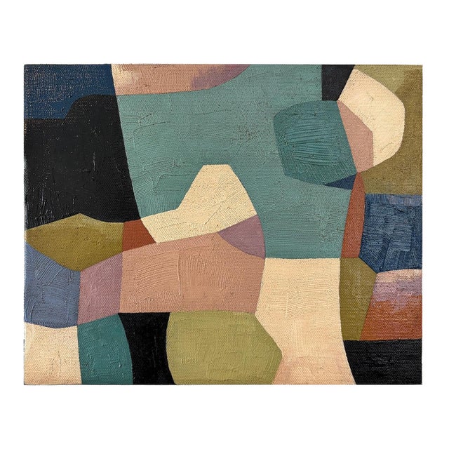 Contemporary Abstract 8"x10" Jewel Oil Painting, Unframed For Sale