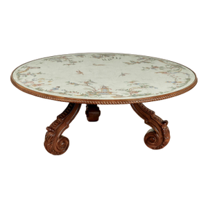 Antique Italian Chinoiserie Reverse Painted Coffee Table