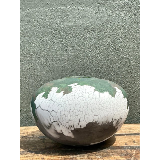 Vintage Tony Evans Crackle Glaze Ceramic Vase For Sale - Image 12 of 12