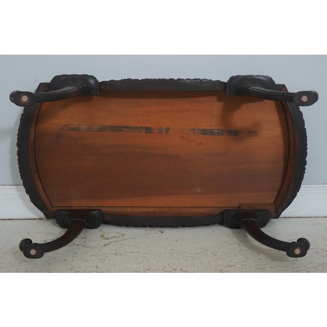 Vintage Leather Top Cornucopia Carved Mahogany Coffee Table For Sale - Image 13 of 13