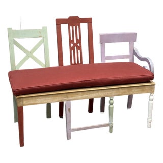 Upcycled Mixed-Chair Bench For Sale