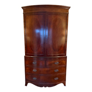 Bow Front Linen Press/Media Cabinet For Sale