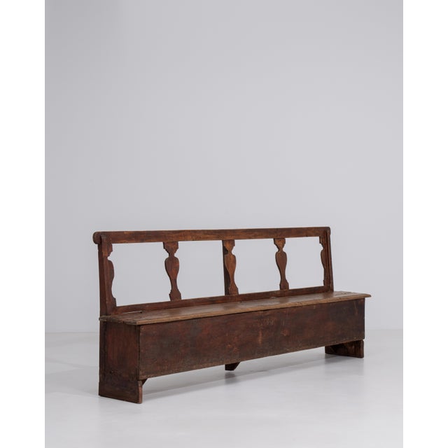 20th Century Italian Wooden Bench with Upholstered Seat For Sale - Image 10 of 13