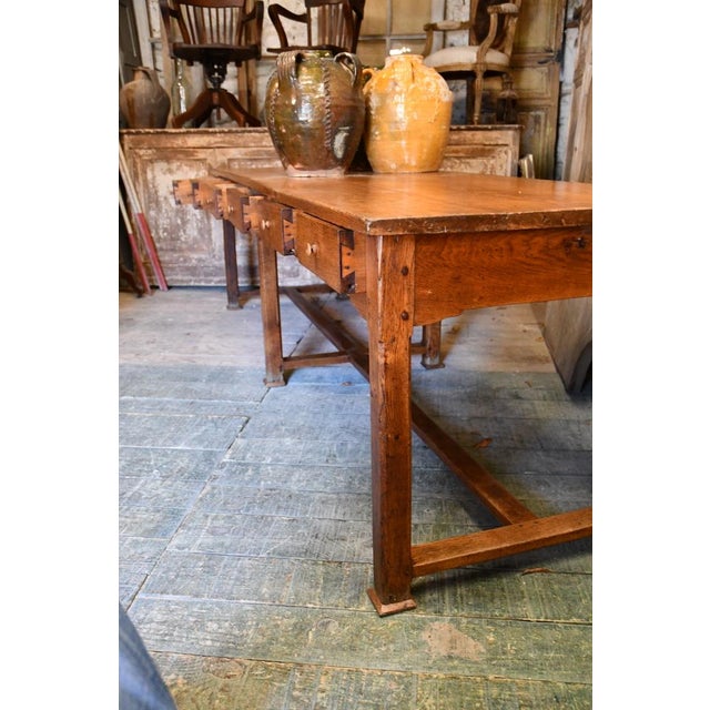 "Community Table" Large solid oak community table with 12 drawers Height under the apron: 57cm
