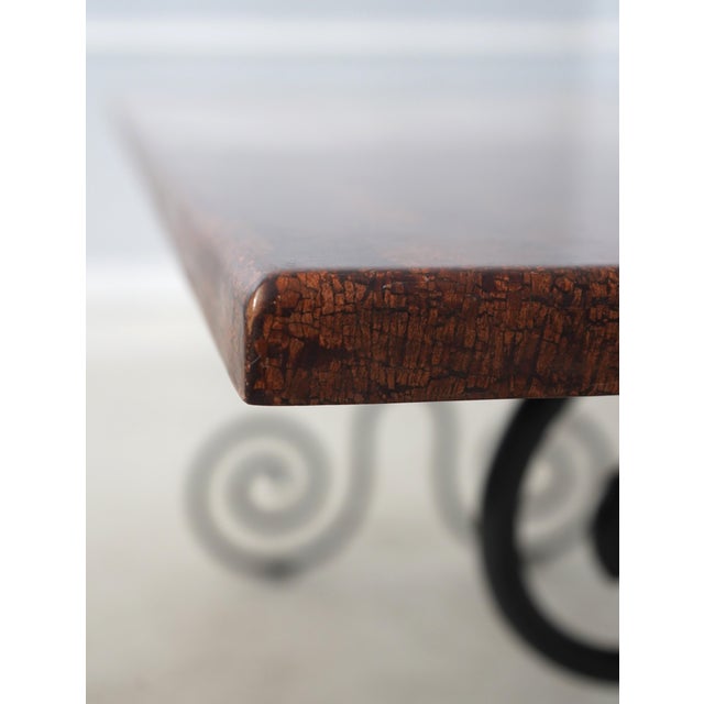 Scrolled Iron Base Coconut Top Dining Room Table For Sale - Image 12 of 14