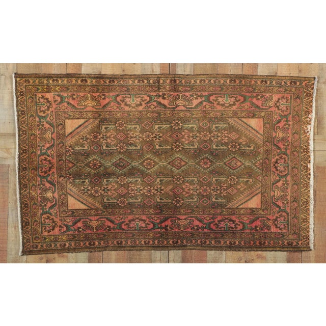 Brown Vintage Persian Hamadan Rug, 03'10 X 06'04 For Sale - Image 8 of 9