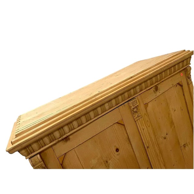 Antique French Pine Twoo Door Armoire Drawer to Base For Sale - Image 4 of 12