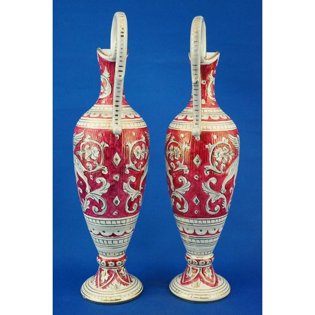 Large Antique Ceramic Amphorae Jugs by Mario Sambuco for Maioliche Deruta, 1890s, Set of 2 For Sale - Image 6 of 18