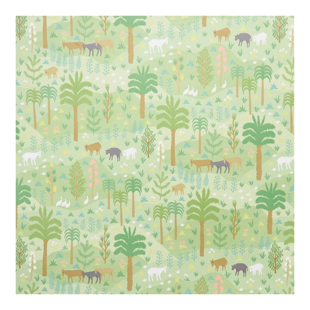 Sample - Schumacher Las Colinas Wallpaper, Green For Sale