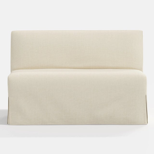 Cloth & Company Stoffer Home x Cloth & Company Lindy Slipcover Dining Banquette in Relaxed Linen Cream For Sale - Image 4 of 6