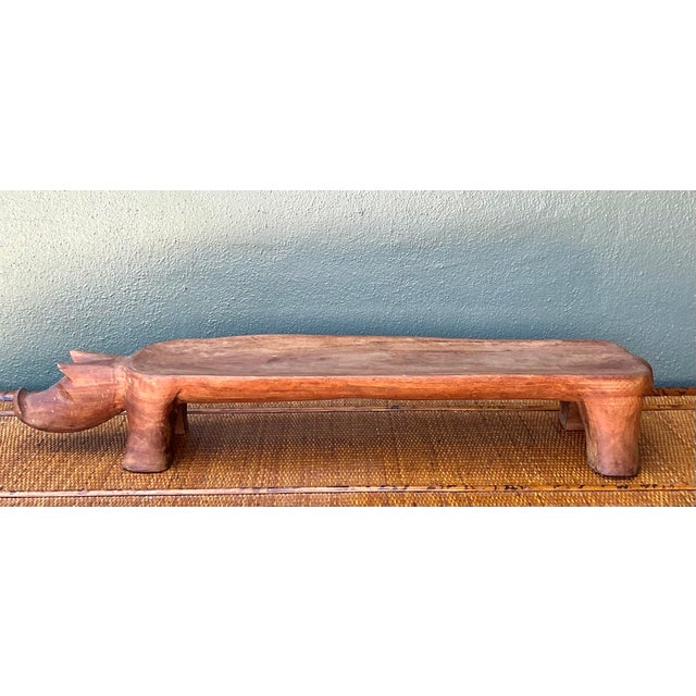 Wood Vintage Hand Carved Long Pig Tray For Sale - Image 7 of 12