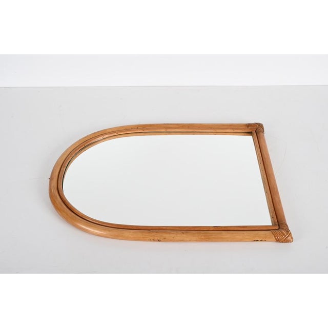 Italian Arch-Shaped Mirror with Double Bamboo Wicker Frame, 1970s For Sale - Image 10 of 16