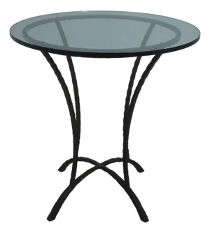Stickley Round Glass Top Wrought Iron Base Bistro Tall Table