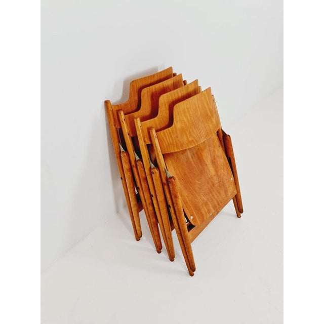 Austrian SE18 Folding Chairs by Egon Eiermann for Wilde & Spieth, 1950s Set of 4 For Sale - Image 12 of 18