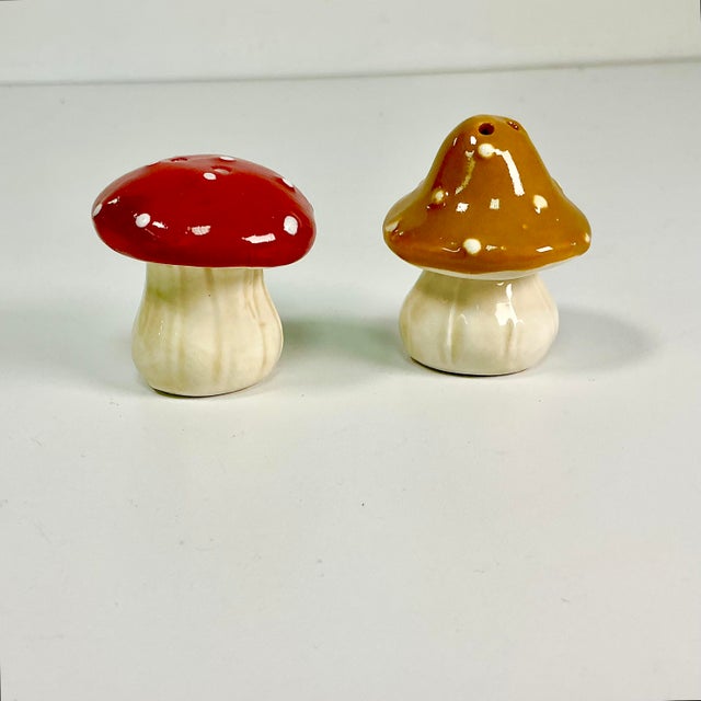 These are in very good vintage condition. The pair of ceramic mushroom salt and pepper shakers are a delight. One has a...