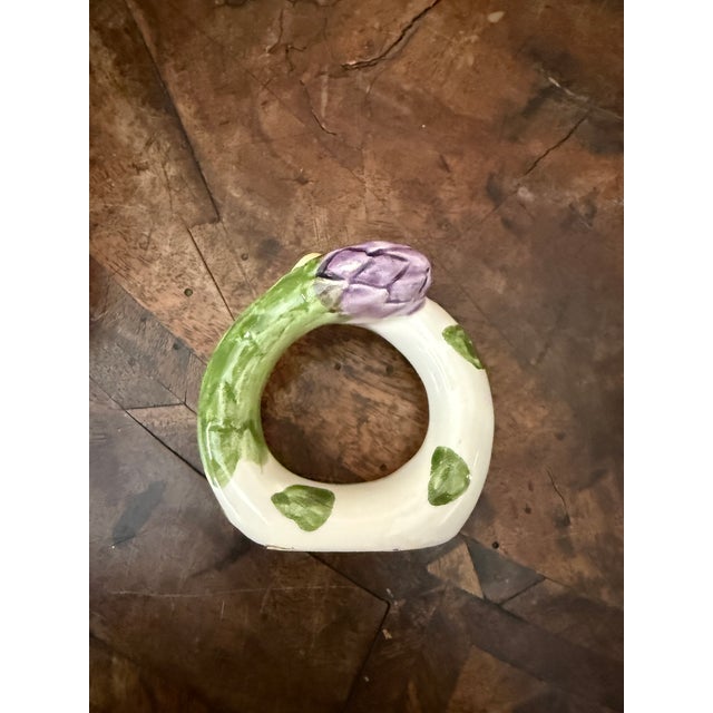 1970s Sheffield Majolica Asparagus Napkin Rings - Set of Five For Sale In Chicago - Image 6 of 8