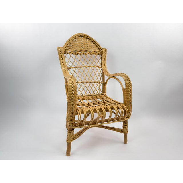 Vintage French Rattan Children’s Chair, 1950s For Sale - Image 4 of 15