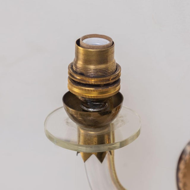 Brass 1930s French Art Deco Lucite Two-Arm Sconces - a Pair For Sale - Image 8 of 11
