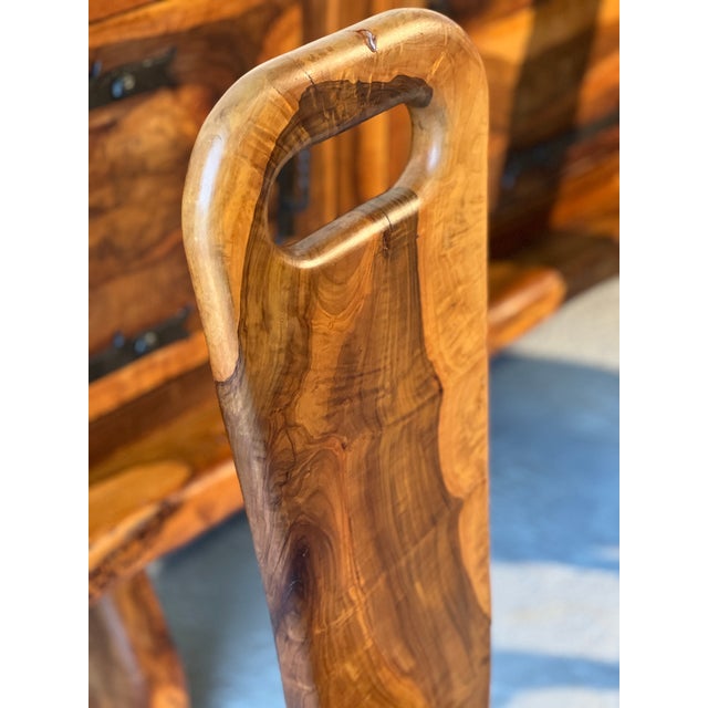 French Sculptural Olive Wood High-Back Chairs in the style of Alexandre Noll, 1960s, Set of 6 For Sale - Image 13 of 15