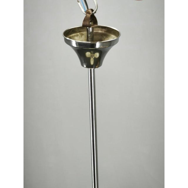 1930s Vintage Art Deco Chrome and Champagne Glass Pendant Light, Czechoslovakia, 1930s For Sale - Image 5 of 11