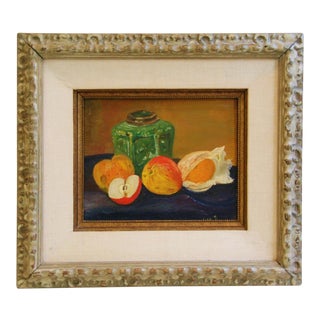 1960s Fruit Tablescape Still Life Oil Painting For Sale