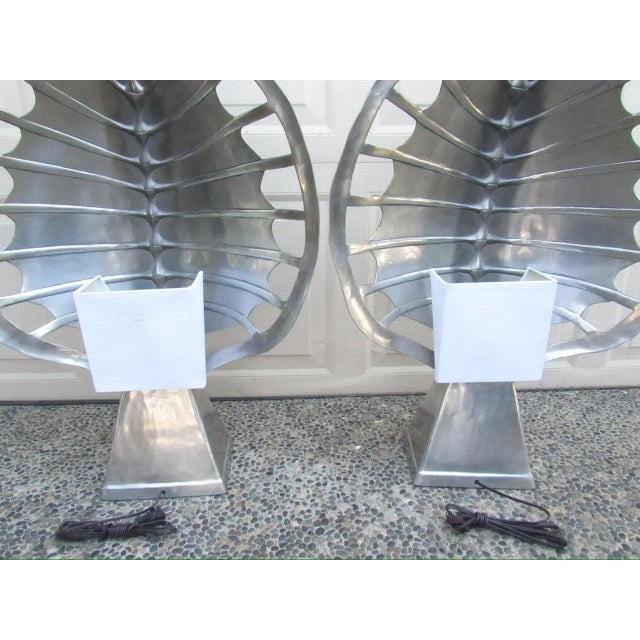 Pair of Arthur Court Aluminum Turtle Shell Lamps For Sale - Image 11 of 18