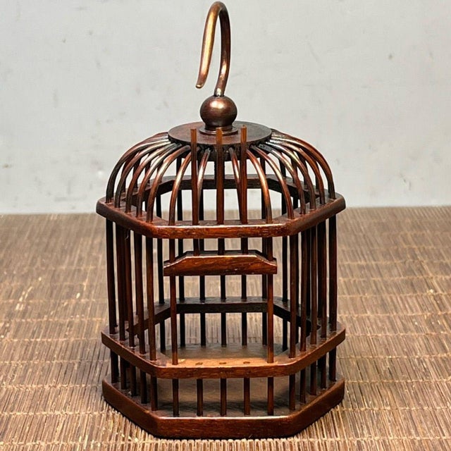 Late 20th Century Vintage Huanghuali Wood Miniature Cricket Cage For Sale - Image 5 of 10