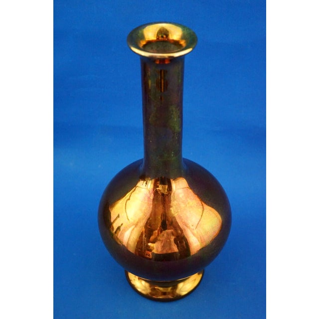 1970s Ceramic Vase with Gilt Metallic Lustre Glaze from Bottega Gatti, Italy, 1970s For Sale - Image 5 of 18