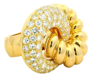 1970s Italian 18k Gold Diamond Swirl Cocktail Ring, 2.75 Carats, Size 7.5