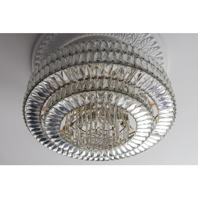 Silver Large Mid-Century Modern Crystal 12-Light Ceiling Lamp, 1950s For Sale - Image 8 of 18