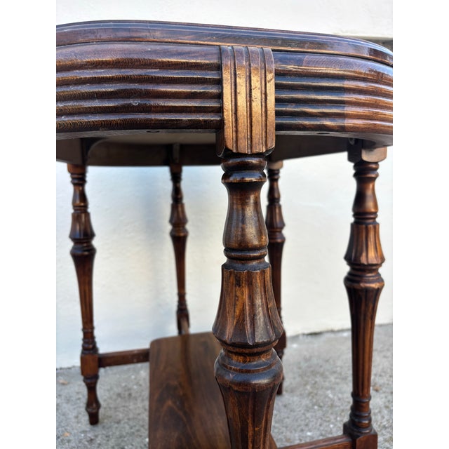 Brown Vintage American Victorian or Edwardian Revival Oval Parlor / Side Table For Sale - Image 8 of 11