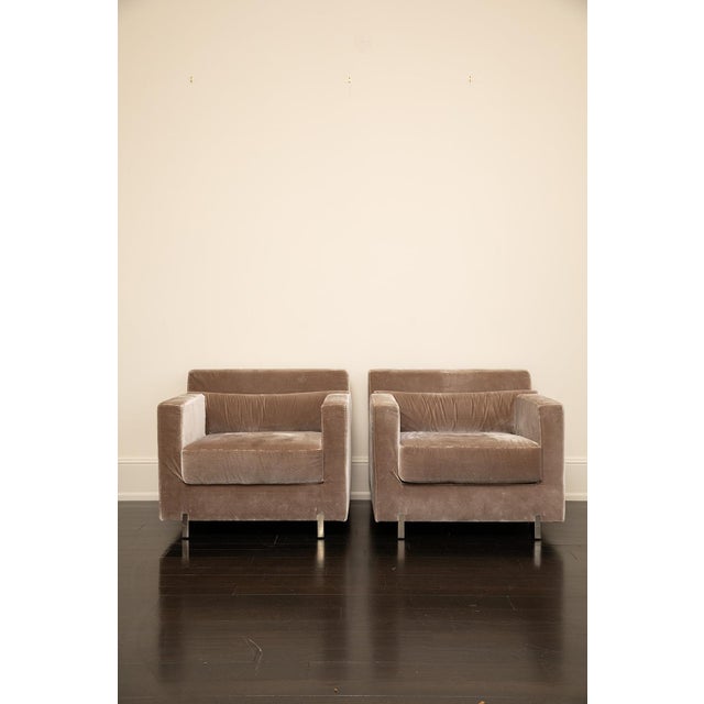 2000 - 2009 2008 Attributed to Ralph Pucci India Mahdavi Oliver Armchairs in Silver Silk For Sale - Image 5 of 5