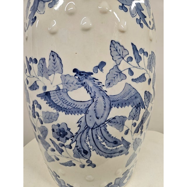 Chinese Blue and White Dragon Phoenix Garden Stool For Sale - Image 6 of 14