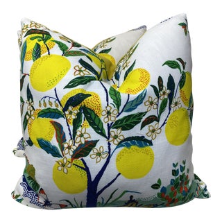 Schumacher “Citrus Garden” in Primary Indoor/Outdoor 22” Pillows-A Pair For Sale