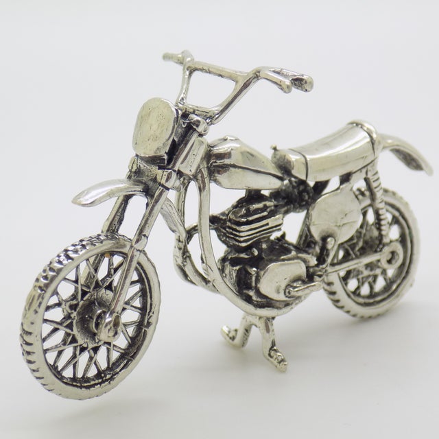 Vintage Italian Silver 800 Motorcycle Figurine, 1980s For Sale - Image 3 of 11