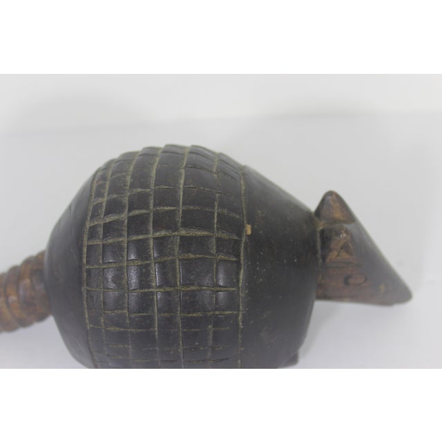 Brown Vintage Carved Wood Armadillo Boho Chic Southwest Animal Figurine Large Paper Weight For Sale - Image 8 of 8