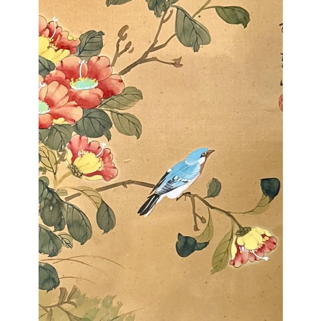 Mid 20th Century Original Chinese Floral Painting, Signed by Artist, Matted and Framed - 23" X 28" For Sale - Image 5 of 7