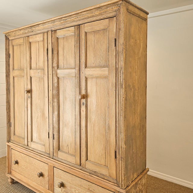 Wood Monumental Antique English Pine Housekeeper’s Cupboard / Linen Press, Circa 1880 For Sale - Image 7 of 16