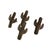 Set of four vintage napkin rings featuring stylized saguaro cactus silhouettes with engraved detailing and an aged silver-...