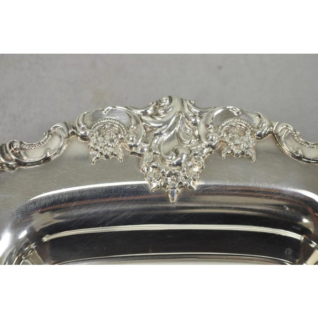 Wallace Silversmiths Vintage Baroque by Wallace 210 Silver Plated Narrow Trinket Dish Serving Tray For Sale - Image 4 of 14